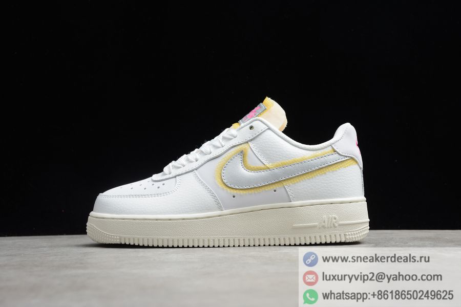 Nike Air Force 1 07 Low White Metallic Silver Pink Yellow CZ81004-100 Unisex Shoes